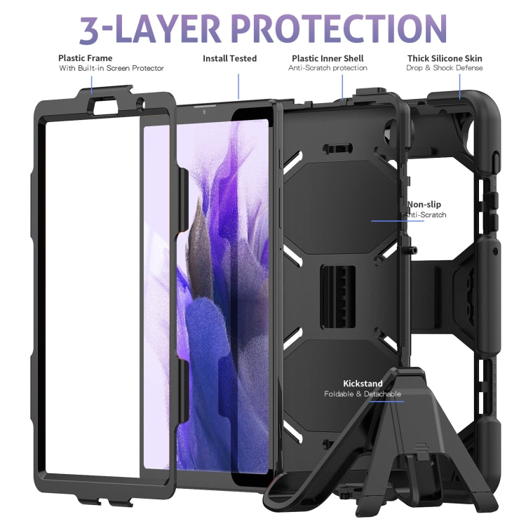 For Samsung Galaxy A7 Lite 8.7 2021 T220 / T225 Shockproof Colorful Silicon + PC Protective Case with Holder & Pen Slot(Black) by bashfashion