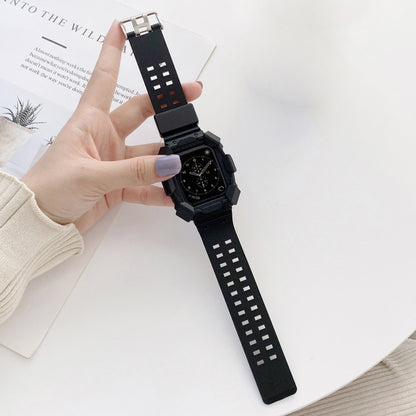 Solid Color Integrated TPU Watch Band For Apple Watch Series 9&8&7 41mm / SE 3&SE 2&6&SE&5&4 40mm / 3&2&1 38mm(Black) by bashfashion