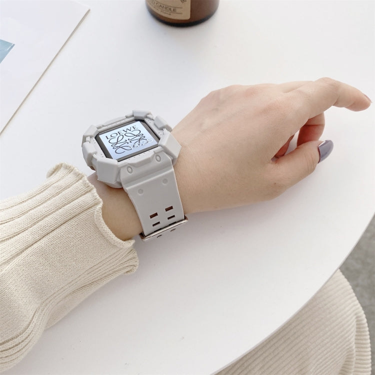 Solid Color Integrated TPU Watch Band For Apple Watch Series 9&8&7 41mm / SE 3&SE 2&6&SE&5&4 40mm / 3&2&1 38mm(Black) by bashfashion