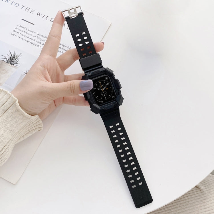 Solid Color Integrated TPU Watch Band For Apple Watch Series 8&7 45mm / SE 2&6&SE&5&4 44mm / 3&2&1 42mm(Black) by bashfashion
