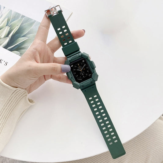 Solid Color Integrated TPU Watch Band For Apple Watch Series 8&7 45mm / SE 2&6&SE&5&4 44mm / 3&2&1 42mm(Green) by bashfashion