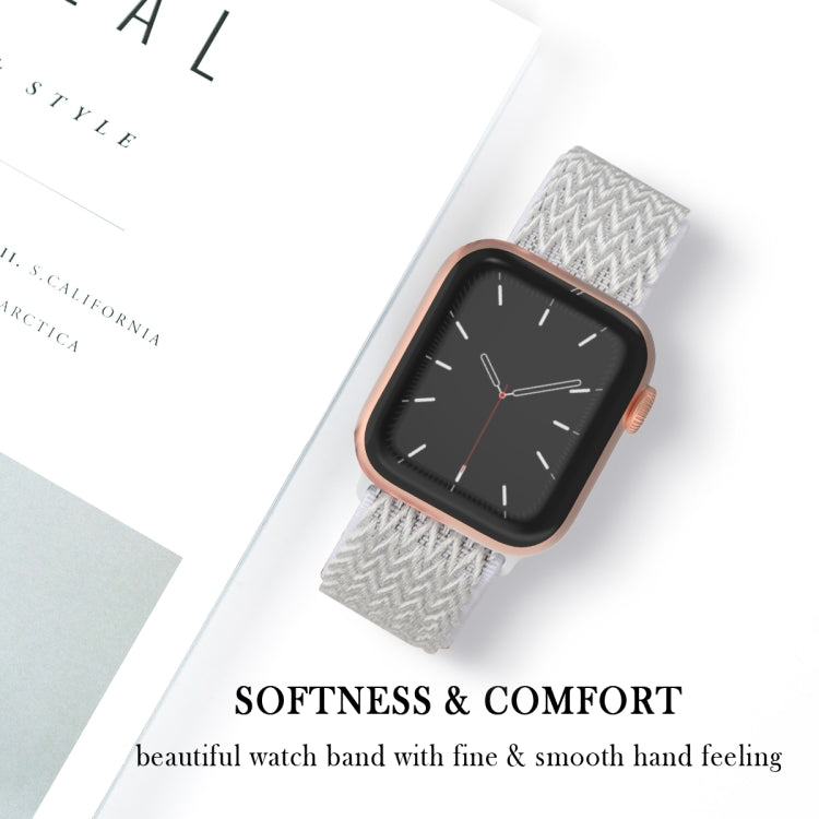 Wave Texture Nylon Watch Band For Apple Watch Ultra 49mm&Watch Ultra 2 49mm / Series 9&8&7 45mm / SE 3&SE 2&6&SE&5&4 44mm / 3&2&1 42mm(Seashell) by bashfashion