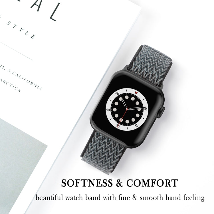 Wave Texture Nylon Watch Band For Apple Watch Series 9&8&7 41mm / SE 3&SE 2&6&SE&5&4 40mm / 3&2&1 38mm(Storm Grey) by bashfashion