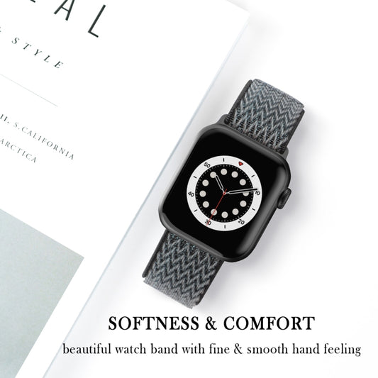 Wave Texture Nylon Watch Band For Apple Watch Series 9&8&7 41mm / SE 3&SE 2&6&SE&5&4 40mm / 3&2&1 38mm(Storm Grey) by bashfashion