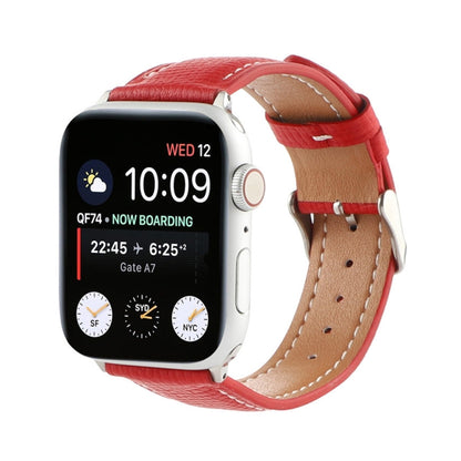 Small Waist Cross Texture Leather Watch Band For Apple Watch Series 9&8&7 41mm / SE 3&SE 2&6&SE&5&4 40mm / 3&2&1 38mm(Red) by bashfashion