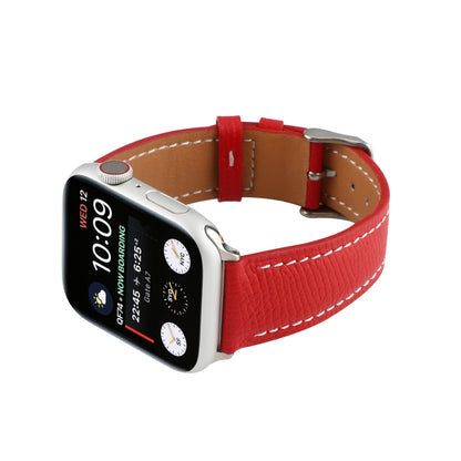 Small Waist Cross Texture Leather Watch Band For Apple Watch Series 9&8&7 41mm / SE 3&SE 2&6&SE&5&4 40mm / 3&2&1 38mm(Red) by bashfashion