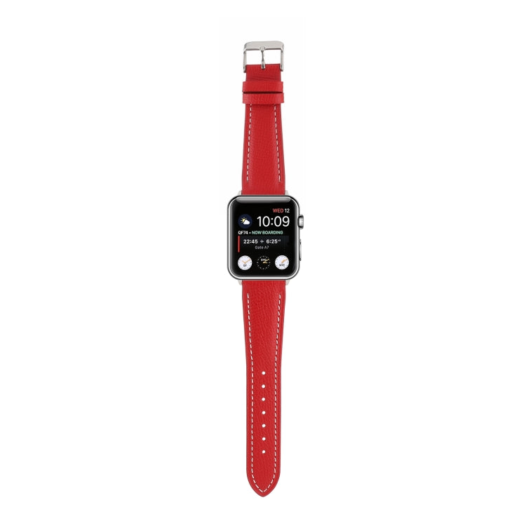 Small Waist Cross Texture Leather Watch Band For Apple Watch Series 9&8&7 41mm / SE 3&SE 2&6&SE&5&4 40mm / 3&2&1 38mm(Red) by bashfashion