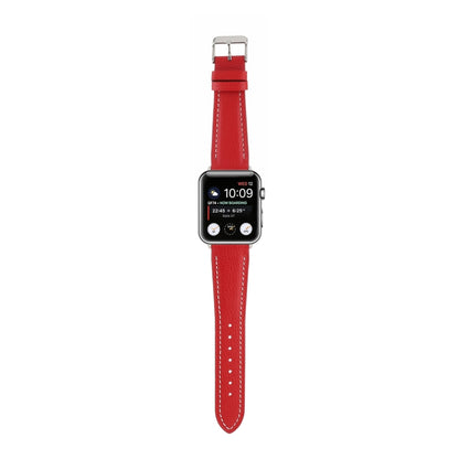Small Waist Cross Texture Leather Watch Band For Apple Watch Series 9&8&7 41mm / SE 3&SE 2&6&SE&5&4 40mm / 3&2&1 38mm(Red) by bashfashion
