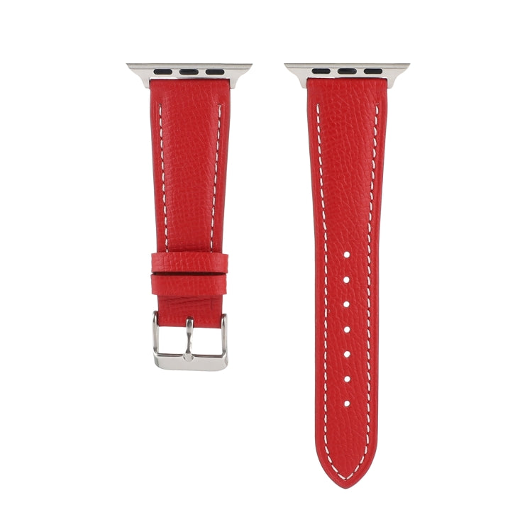 Small Waist Cross Texture Leather Watch Band For Apple Watch Series 9&8&7 41mm / SE 3&SE 2&6&SE&5&4 40mm / 3&2&1 38mm(Red) by bashfashion