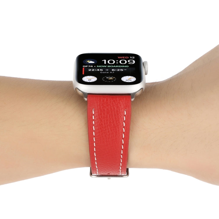 Small Waist Cross Texture Leather Watch Band For Apple Watch Series 9&8&7 41mm / SE 3&SE 2&6&SE&5&4 40mm / 3&2&1 38mm(Red) by bashfashion