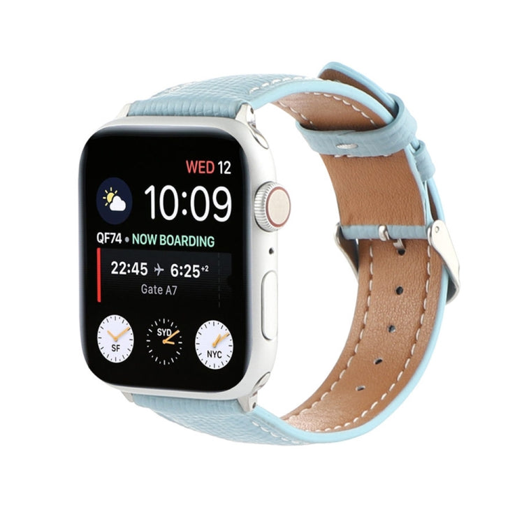 Small Waist Cross Texture Leather Watch Band For Apple Watch Series 9&8&7 41mm / SE 3&SE 2&6&SE&5&4 40mm / 3&2&1 38mm(Sky Blue) by bashfashion