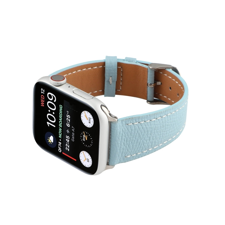 Small Waist Cross Texture Leather Watch Band For Apple Watch Series 9&8&7 41mm / SE 3&SE 2&6&SE&5&4 40mm / 3&2&1 38mm(Sky Blue) by bashfashion