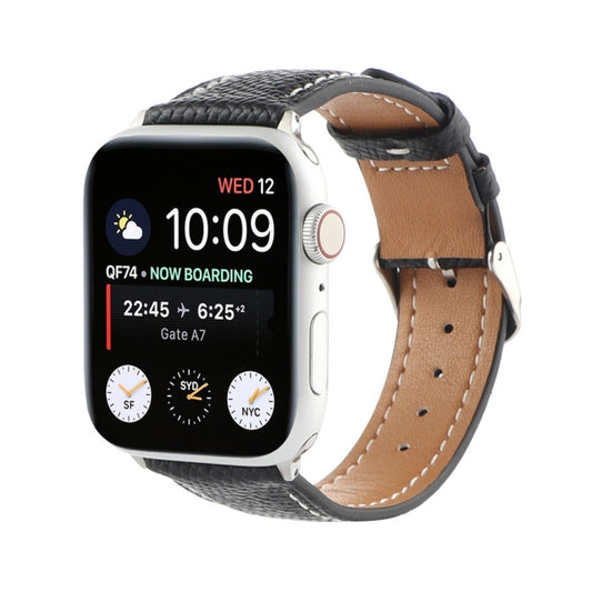 Small Waist Cross Texture Leather Watch Band For Apple Watch Series 9&8&7 41mm / SE 3&SE 2&6&SE&5&4 40mm / 3&2&1 38mm(Black) by bashfashion
