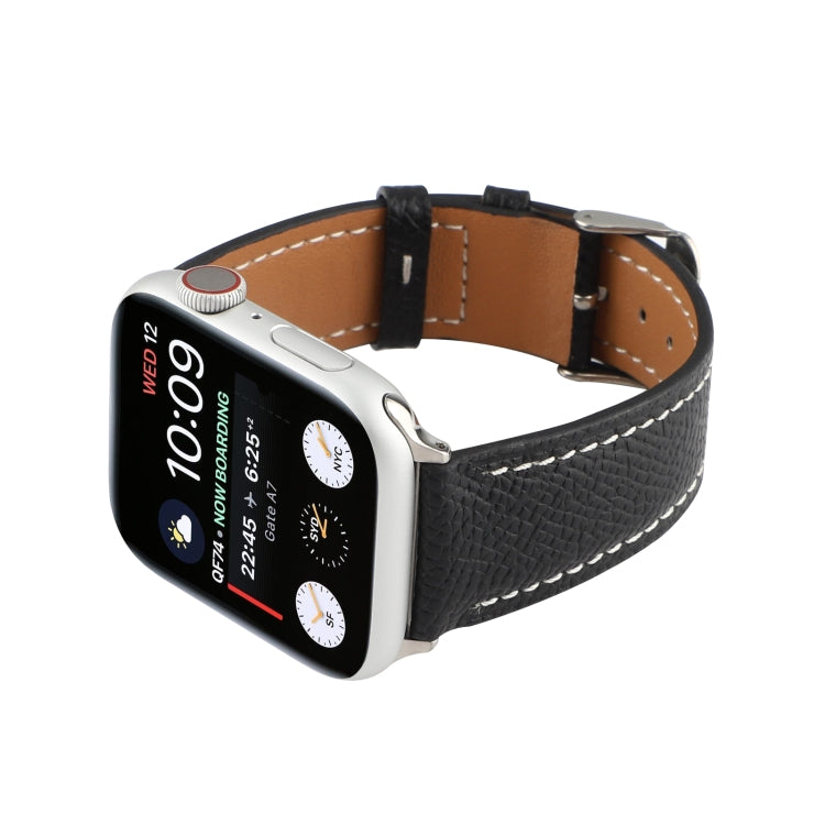 Small Waist Cross Texture Leather Watch Band For Apple Watch Series 9&8&7 41mm / SE 3&SE 2&6&SE&5&4 40mm / 3&2&1 38mm(Black) by bashfashion