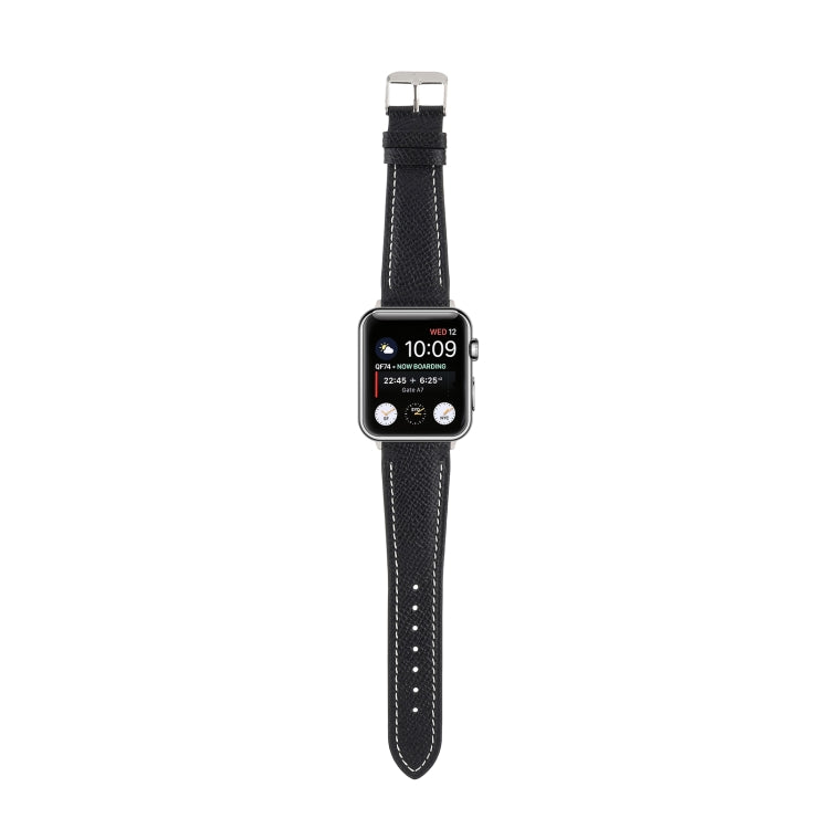 Small Waist Cross Texture Leather Watch Band For Apple Watch Series 9&8&7 41mm / SE 3&SE 2&6&SE&5&4 40mm / 3&2&1 38mm(Black) by bashfashion