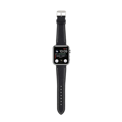 Small Waist Cross Texture Leather Watch Band For Apple Watch Series 9&8&7 41mm / SE 3&SE 2&6&SE&5&4 40mm / 3&2&1 38mm(Black) by bashfashion