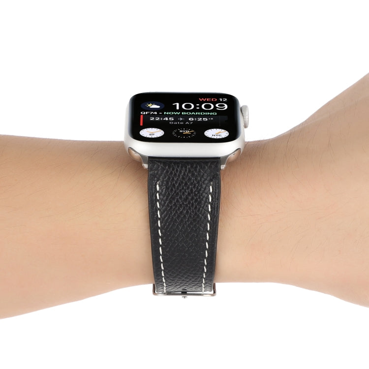 Small Waist Cross Texture Leather Watch Band For Apple Watch Series 9&8&7 41mm / SE 3&SE 2&6&SE&5&4 40mm / 3&2&1 38mm(Black) by bashfashion