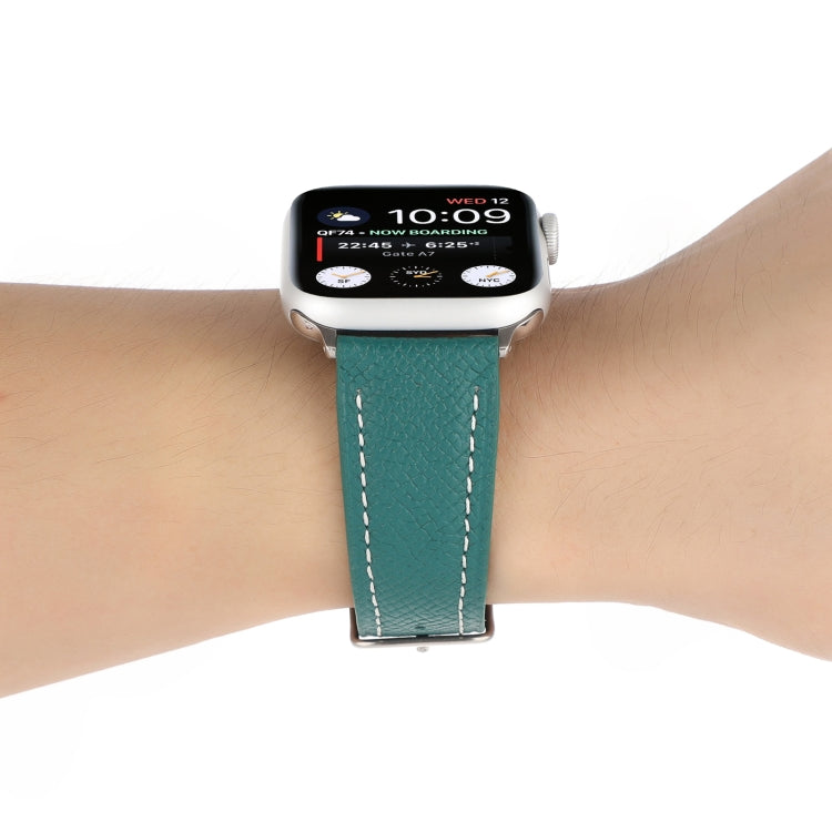 Small Waist Cross Texture Leather Watch Band For Apple Watch Series 9&8&7 41mm / SE 3&SE 2&6&SE&5&4 40mm / 3&2&1 38mm(Green) by bashfashion