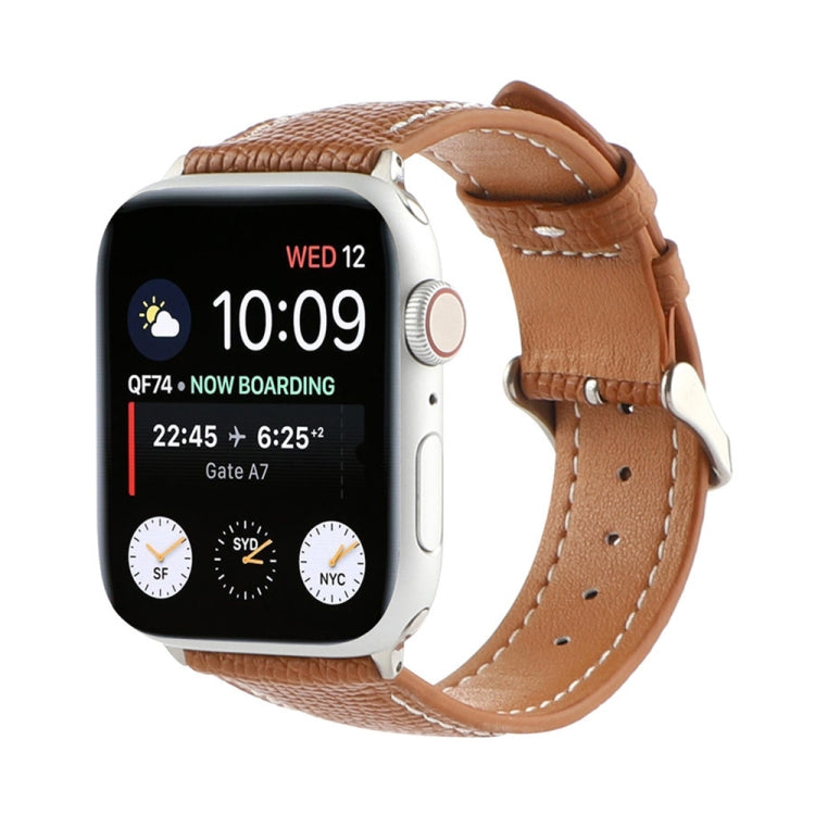 Small Waist Cross Texture Leather Watch Band For Apple Watch Series 9&8&7 41mm / SE 3&SE 2&6&SE&5&4 40mm / 3&2&1 38mm(Brown) by bashfashion