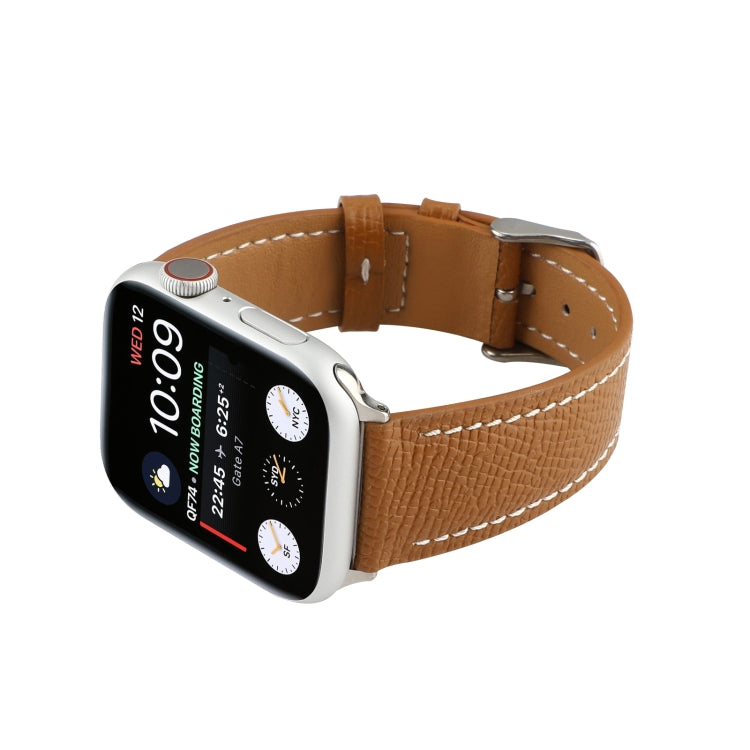 Small Waist Cross Texture Leather Watch Band For Apple Watch Series 9&8&7 41mm / SE 3&SE 2&6&SE&5&4 40mm / 3&2&1 38mm(Brown) by bashfashion