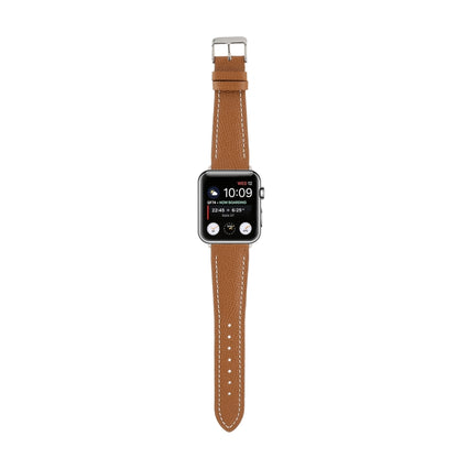 Small Waist Cross Texture Leather Watch Band For Apple Watch Series 9&8&7 41mm / SE 3&SE 2&6&SE&5&4 40mm / 3&2&1 38mm(Brown) by bashfashion