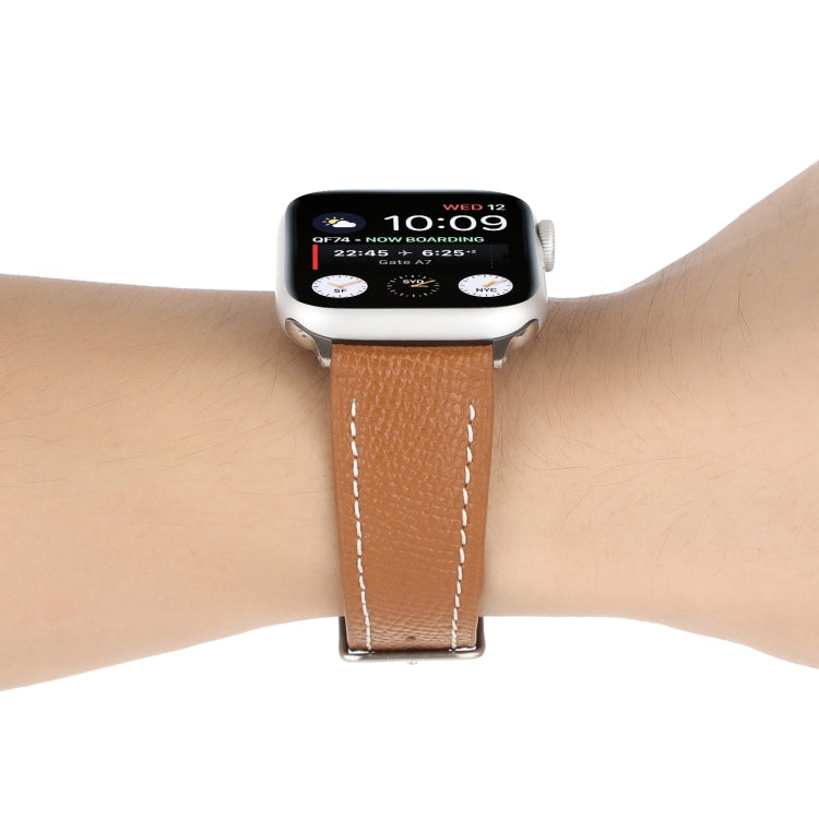 Small Waist Cross Texture Leather Watch Band For Apple Watch Series 9&8&7 41mm / SE 3&SE 2&6&SE&5&4 40mm / 3&2&1 38mm(Brown) by bashfashion