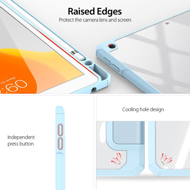 For iPad 10.2 2021 / 2020 / 2019 DUX DUCIS TOBY Series Shockproof PU Leather + PC + TPU Horizontal Flip Case with Holder & Pen Slot & Sleep / Wake-up Function(Blue) by DUX DUCIS