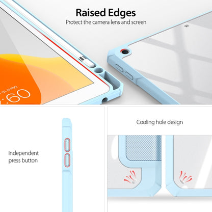 For iPad 10.2 2021 / 2020 / 2019 DUX DUCIS TOBY Series Shockproof PU Leather + PC + TPU Horizontal Flip Case with Holder & Pen Slot & Sleep / Wake-up Function(Blue) by DUX DUCIS