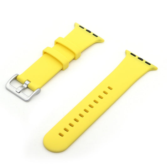 Silver Buckle Silicone Watch Band For Apple Watch Ultra 49mm&Watch Ultra 2 49mm / Series 9&8&7 45mm / SE 3&SE 2&6&SE&5&4 44mm / 3&2&1 42mm(Yellow) by bashfashion