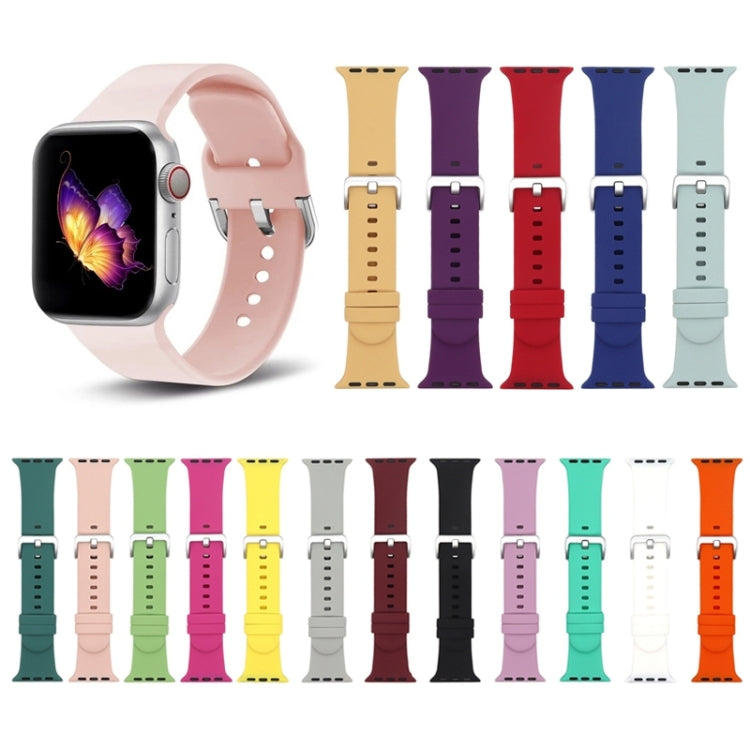 Silver Buckle Silicone Watch Band For Apple Watch Ultra 49mm&Watch Ultra 2 49mm / Series 9&8&7 45mm / SE 3&SE 2&6&SE&5&4 44mm / 3&2&1 42mm(Yellow) by bashfashion