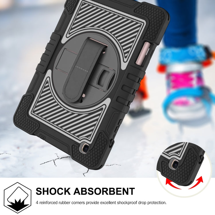 For Samsung Galaxy Tab S6 Lite P610/P615 360 Degree Rotation Contrast Color Shockproof Silicone + PC Case with Holder & Hand Grip Strap & Shoulder Strap(Black) by bashfashion