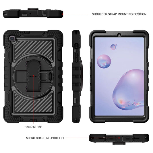 For Samsung Galaxy Tab A 8.4 2020 T307 360 Degree Rotation Contrast Color Shockproof Silicone + PC Case with Holder & Hand Grip Strap & Shoulder Strap(Black) by bashfashion