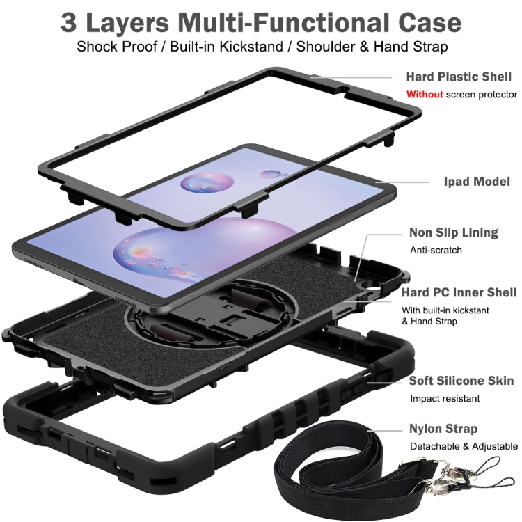 For Samsung Galaxy Tab A 8.4 2020 T307 360 Degree Rotation Contrast Color Shockproof Silicone + PC Case with Holder & Hand Grip Strap & Shoulder Strap(Black) by bashfashion