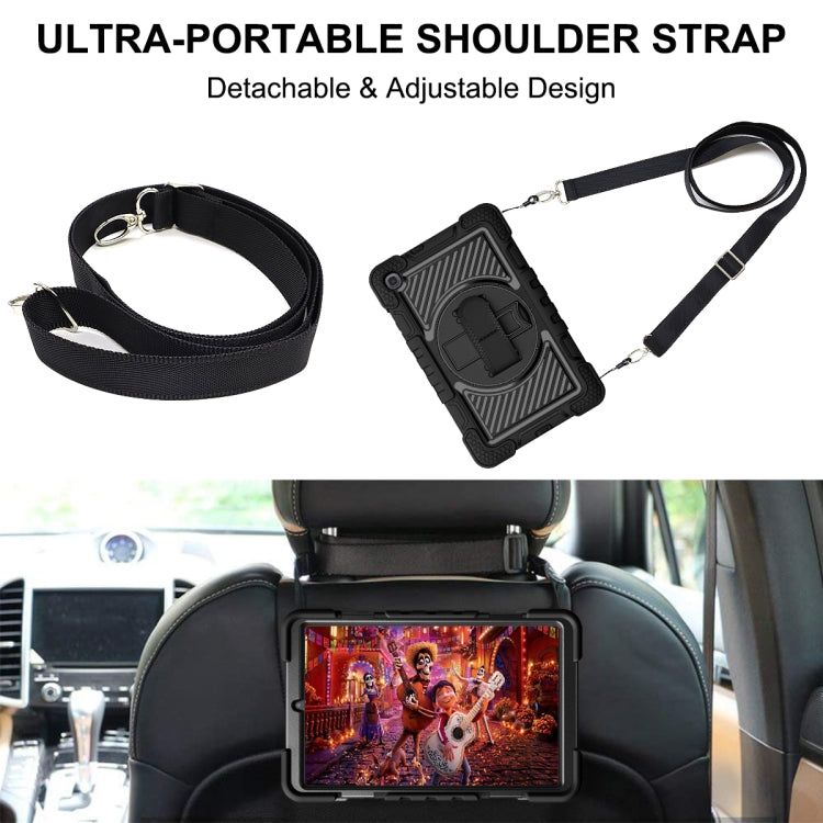 For Samsung Galaxy Tab A 8.4 2020 T307 360 Degree Rotation Contrast Color Shockproof Silicone + PC Case with Holder & Hand Grip Strap & Shoulder Strap(Black) by bashfashion