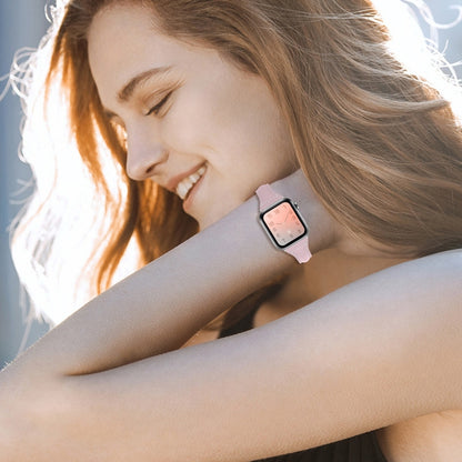 Three-color T-shape Leather Watch Band For Apple Watch Series 9&8&7 41mm / SE 3&SE 2&6&SE&5&4 40mm / 3&2&1 38mm(Grey Pink+Light Grey) by bashfashion