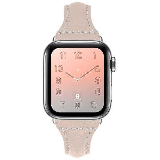 Three-color T-shape Leather Watch Band For Apple Watch Series 9&8&7 41mm / SE 3&SE 2&6&SE&5&4 40mm / 3&2&1 38mm(Coffee Apricot+Apricot) by bashfashion