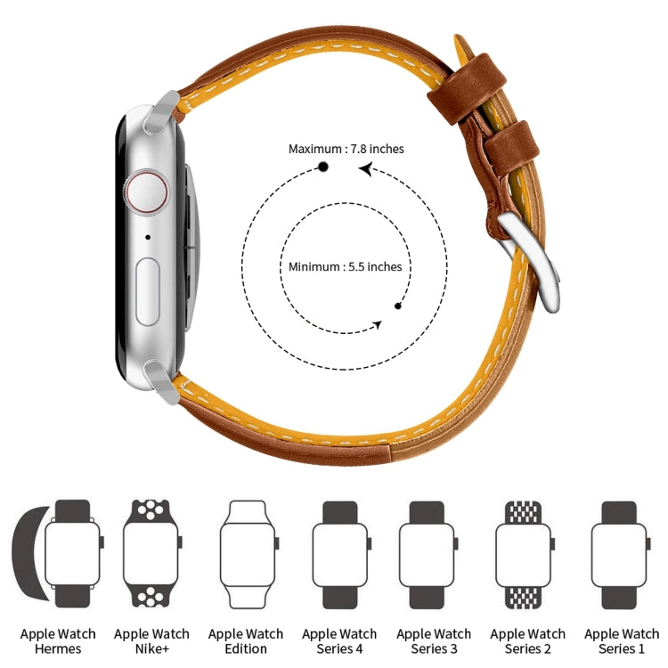 Three-color T-shape Leather Watch Band For Apple Watch Series 9&8&7 41mm / SE 3&SE 2&6&SE&5&4 40mm / 3&2&1 38mm(Coffee Brown+Brown) by bashfashion