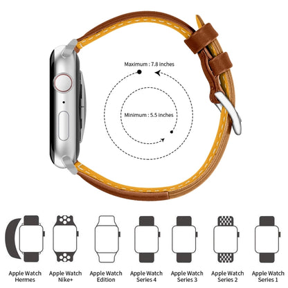 Three-color T-shape Leather Watch Band For Apple Watch Series 9&8&7 41mm / SE 3&SE 2&6&SE&5&4 40mm / 3&2&1 38mm(Coffee Brown+Brown) by bashfashion