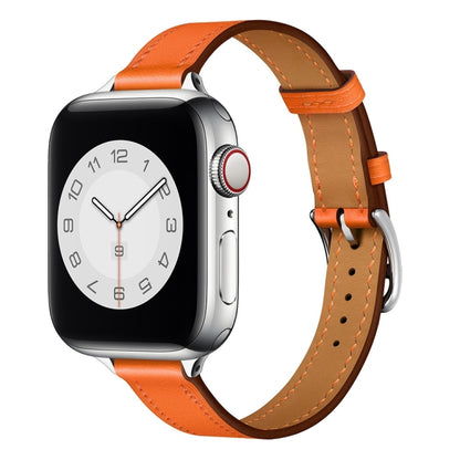 Small Waist Leather Watch Band For Apple Watch Series 9&8&7 41mm / SE 3&SE 2&6&SE&5&4 40mm / 3&2&1 38mm(Orange) by bashfashion