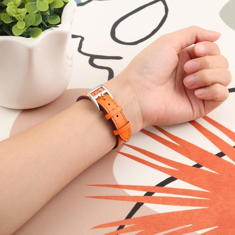 Small Waist Leather Watch Band For Apple Watch Series 9&8&7 41mm / SE 3&SE 2&6&SE&5&4 40mm / 3&2&1 38mm(Orange + Indigo) by bashfashion