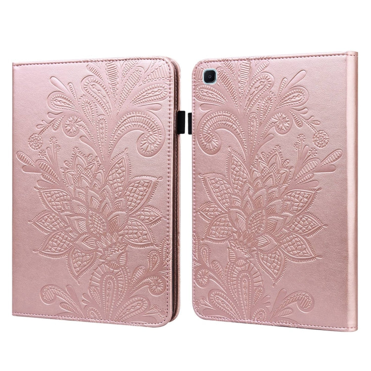 Lace Flower Embossing Pattern Horizontal Flip Leather Case with Holder & Card Slots & Wallet & Photo Frame & Sleep / Wake-up Function For Samsung Galaxy Tab S6 Lite SM-P610/SM-P615(Rose Gold) by bashfashion