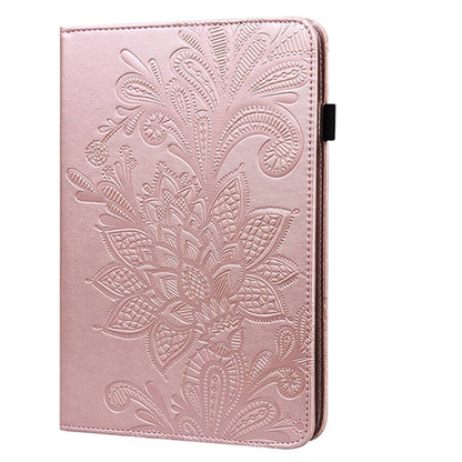 Lace Flower Embossing Pattern Horizontal Flip Leather Case with Holder & Card Slots & Wallet & Photo Frame & Sleep / Wake-up Function For Samsung Galaxy Tab S6 Lite SM-P610/SM-P615(Rose Gold) by bashfashion