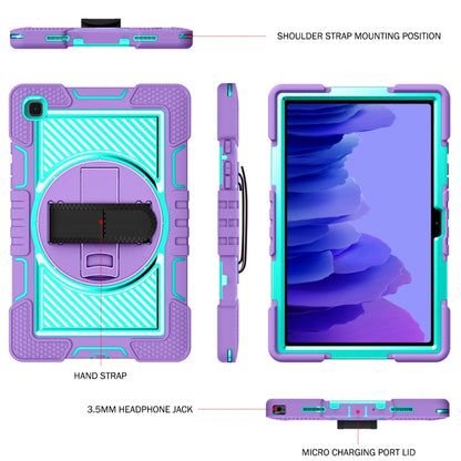 360 Degree Rotation Contrast Color Shockproof Silicone + PC Case with Holder & Hand Grip Strap & Shoulder Strap For Samsung Galaxy Tab A7 10.4 (2020) T500/T505 (Purple+Mint Green) by bashfashion