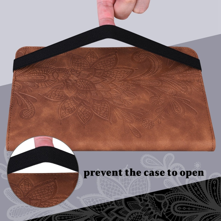 For Samsung Galaxy Tab A 10.1 2019 T510 Lace Flower Embossing Pattern Horizontal Flip Leather Case with Holder & Card Slots & Wallet & Photo Frame(Brown) by bashfashion