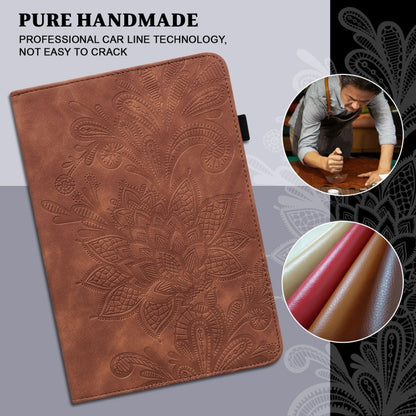 For Samsung Galaxy Tab A 10.1 2019 T510 Lace Flower Embossing Pattern Horizontal Flip Leather Case with Holder & Card Slots & Wallet & Photo Frame(Brown) by bashfashion