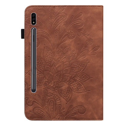 For Samsung Galaxy Tab S8 / Galaxy Tab S7 SM-T870/SM-T875/SM-T876B Lace Flower Embossing Pattern Horizontal Flip Leather Case with Holder & Card Slots & Wallet & Photo Frame(Brown) by bashfashion