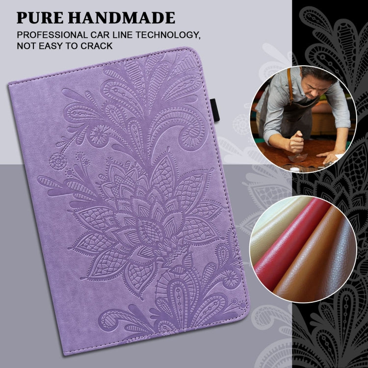 For Samsung Galaxy Tab A 8.0 2019 T290 Lace Flower Embossing Pattern Horizontal Flip Leather Case with Holder & Card Slots & Wallet & Photo Frame(Purple) by bashfashion