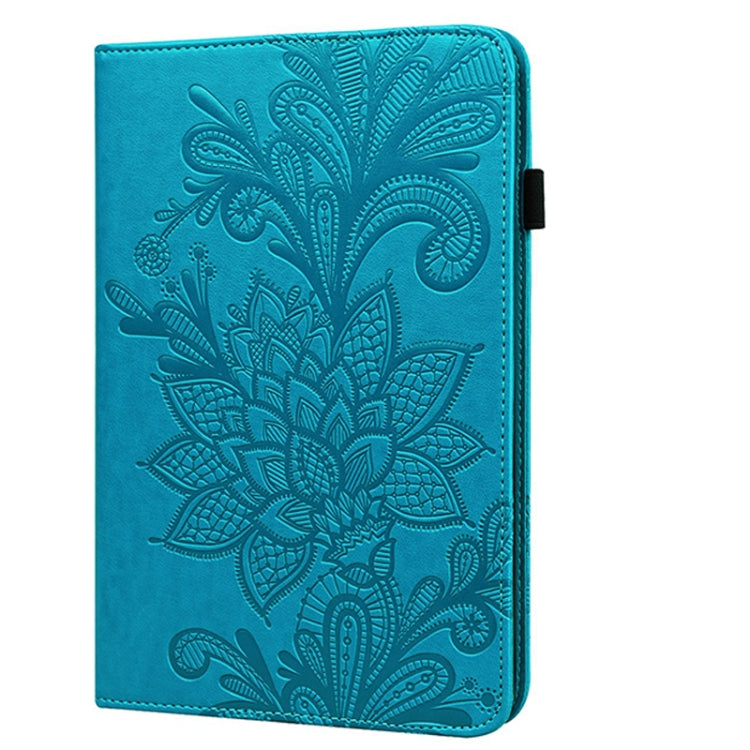 For Samsung Galaxy Tab A7 Lite T220/T225 Lace Flower Embossing Pattern Horizontal Flip Leather Case with Holder & Card Slots & Wallet & Photo Frame(Blue) by bashfashion