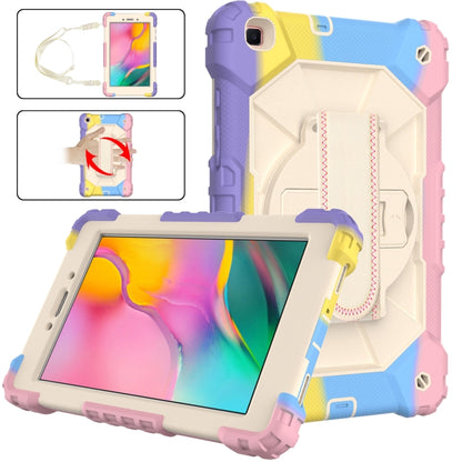 For Samsung Galaxy Tab A 8.0 (2019)T290/T295 Contrast Color Robot Shockproof Silicon + PC Protective Case with Holder & Shoulder Strap(Colorful Purple) by bashfashion