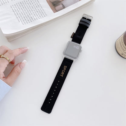 Nylon Watch Band For Apple Watch Series 9&8&7 41mm / SE 3&SE 2&6&SE&5&4 40mm / 3&2&1 38mm(Black) by bashfashion